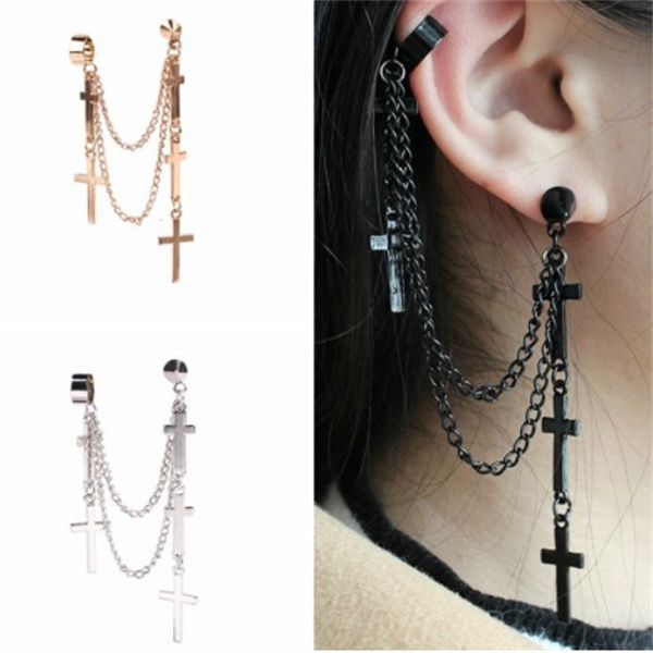 new fashion retro cross clip-on screw back personality ladies multilayer tassel earrings jewelry ac180, Silver
new fashion retro cross clip-on screw back personality ladies multilayer tassel earrings jewelry ac180, Silver