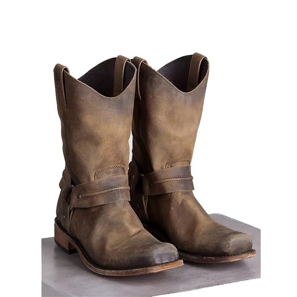 boots men's fashion retro martin mid-calf roman belt buckle square head comfortable men shoes waterproof 220928, Black
boots men's fashion retro martin mid-calf roman belt buckle square head comfortable men shoes waterproof 220928, Black