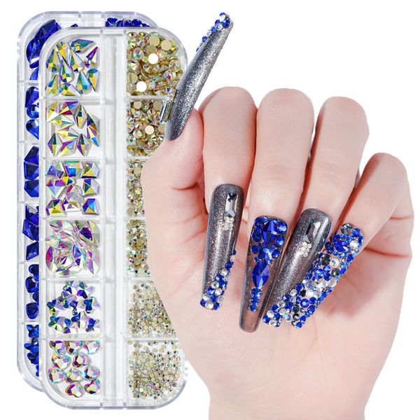 12gird box multi-size ab/multi-color rhinestone flat back crystal diamond gemstone 3d glittering nail art luxury decoration, Silver;gold
12gird box multi-size ab/multi-color rhinestone flat back crystal diamond gemstone 3d glittering nail art luxury decoration, Silver;gold