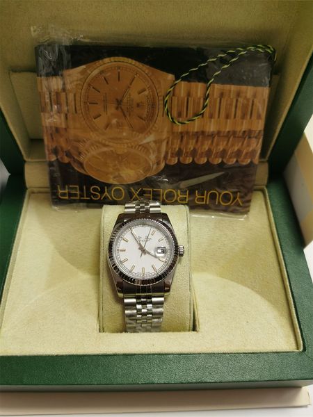 with original box luxury fashion watches 8k silver diamond dial & bezel 18038 automatic mens men's watch 281320, Slivery;brown
with original box luxury fashion watches 8k silver diamond dial & bezel 18038 automatic mens men's watch 281320, Slivery;brown