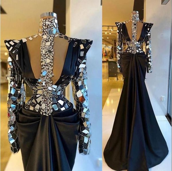 black aso ebi evening dresses wear sparkly long sleeves high neck illusion crystal beading satin mirror mermaid plus size prom gowns, Black;red
black aso ebi evening dresses wear sparkly long sleeves high neck illusion crystal beading satin mirror mermaid plus size prom gowns, Black;red