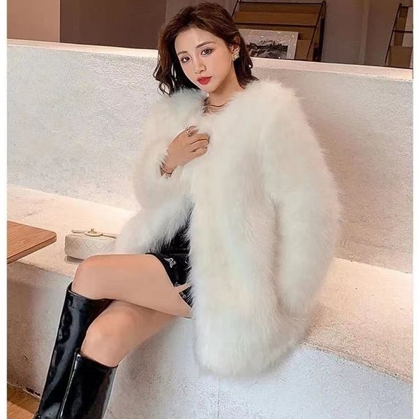 women's fur faux winter artificial coat luxury loose thick warm plus size plush 220927, Black
women's fur faux winter artificial coat luxury loose thick warm plus size plush 220927, Black