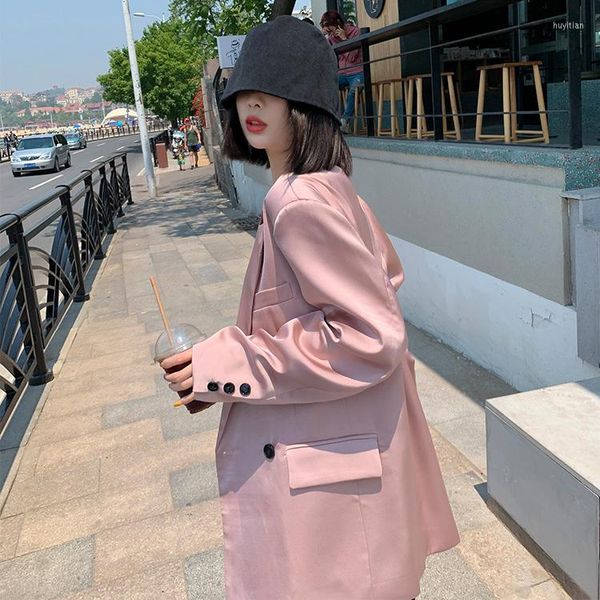 women's suits women pink satin suit 2023 spring autumn design one button blazer casual streetwear chic feamle jacket, White;black
women's suits women pink satin suit 2023 spring autumn design one button blazer casual streetwear chic feamle jacket, White;black