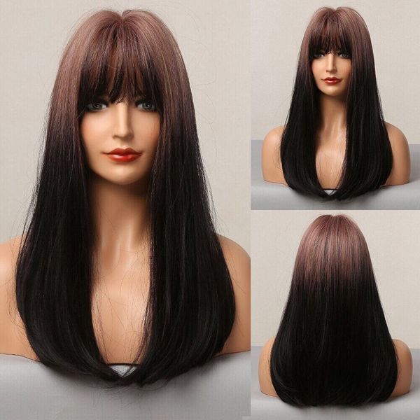 long straight synthetic wig cosplay bangs heat resistant ombre women party hair wig, Black
long straight synthetic wig cosplay bangs heat resistant ombre women party hair wig, Black