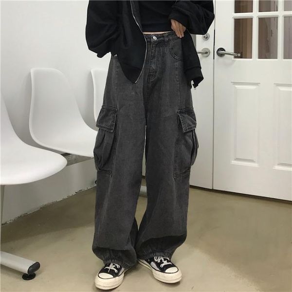 women's jeans hiphop men grunge streetwear gray baggy jeans women korean fashion oversized pockets cargo denim pants wide leg trousers, Blue
women's jeans hiphop men grunge streetwear gray baggy jeans women korean fashion oversized pockets cargo denim pants wide leg trousers, Blue