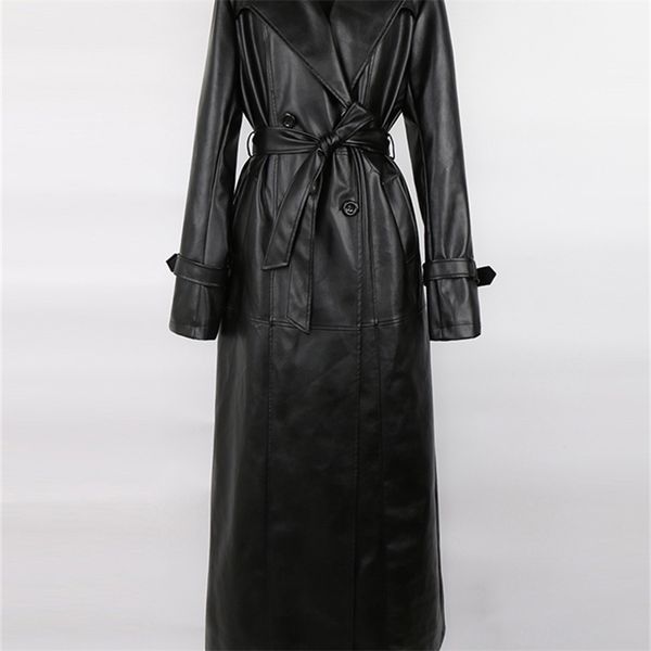 women's leather faux nerazzurri spring autumn long waterproof black soft pu trench coat for women belt floor length luxury overcoat 220
women's leather faux nerazzurri spring autumn long waterproof black soft pu trench coat for women belt floor length luxury overcoat 220