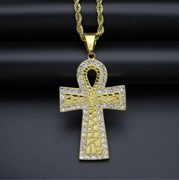 hip hop necklace rhinestones paved bling iced out gold color stainless steel ankh cross pendants for men rapper jewelry, Silver
hip hop necklace rhinestones paved bling iced out gold color stainless steel ankh cross pendants for men rapper jewelry, Silver