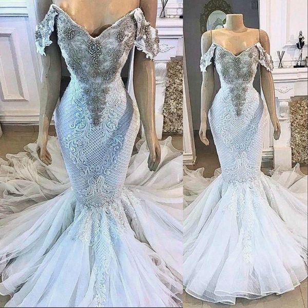 2023 gorgeous mermaid wedding dresses bridal gown luxury crystals beaded straps lace appliquetulle satin beach sweep train custom made vesti, White
2023 gorgeous mermaid wedding dresses bridal gown luxury crystals beaded straps lace appliquetulle satin beach sweep train custom made vesti, White