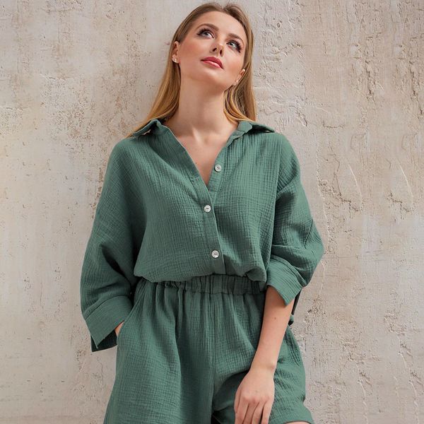 women's sleepwear casual women pajamas sets 100 cotton turndown collar button shirts shorts sleepwear suit female two piece sets lounge, Black;red
women's sleepwear casual women pajamas sets 100 cotton turndown collar button shirts shorts sleepwear suit female two piece sets lounge, Black;red