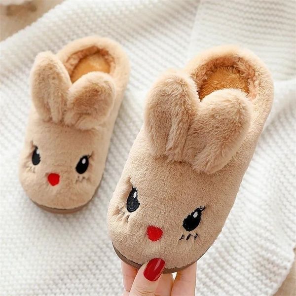 slipper thickened warm children autumn winter cotton shoes cute girl rabbit home non slip woolen slippers 220928, Black;grey 
slipper thickened warm children autumn winter cotton shoes cute girl rabbit home non slip woolen slippers 220928, Black;grey