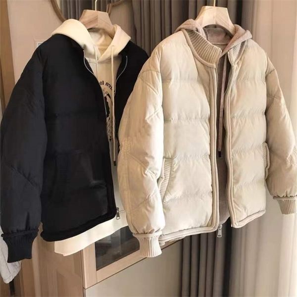 womens down parkas knitted stitching short loose down jacket womens winter white duck down warm baseball collar jacket 220929, Black
womens down parkas knitted stitching short loose down jacket womens winter white duck down warm baseball collar jacket 220929, Black