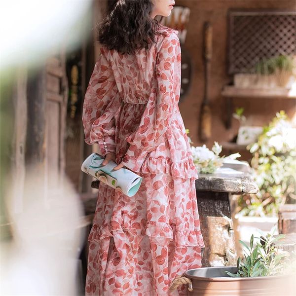 womens fashion summer dress elegant floral print chiffon shirtdress female ruffles french style sweet lady long dresses, Black;gray
womens fashion summer dress elegant floral print chiffon shirtdress female ruffles french style sweet lady long dresses, Black;gray