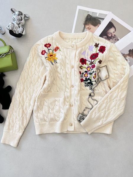 918 2022 milan runway autumn women's sweaters long sleeve women's crew neck white embroidery cardigan meiyi, White;black 
918 2022 milan runway autumn women's sweaters long sleeve women's crew neck white embroidery cardigan meiyi, White;black