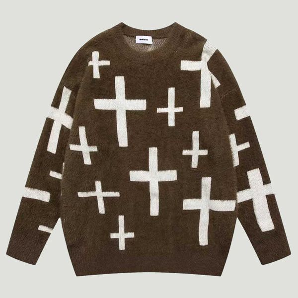men's sweaters harajuku knitted mohair jumper sweaters mens hipster vintage splicing streetwear hip hop oversized casual loose pullover, White;black
men's sweaters harajuku knitted mohair jumper sweaters mens hipster vintage splicing streetwear hip hop oversized casual loose pullover, White;black