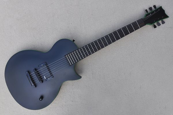 factory custom matte black electric guitar with green binding and neck black hardwares no fret inlay can be customized
factory custom matte black electric guitar with green binding and neck black hardwares no fret inlay can be customized