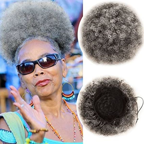 premium ombre gray curly ponytail bun 120 gram short human afro puff ponytail for natural hair clip on kinky drawstring 100g, Black
premium ombre gray curly ponytail bun 120 gram short human afro puff ponytail for natural hair clip on kinky drawstring 100g, Black