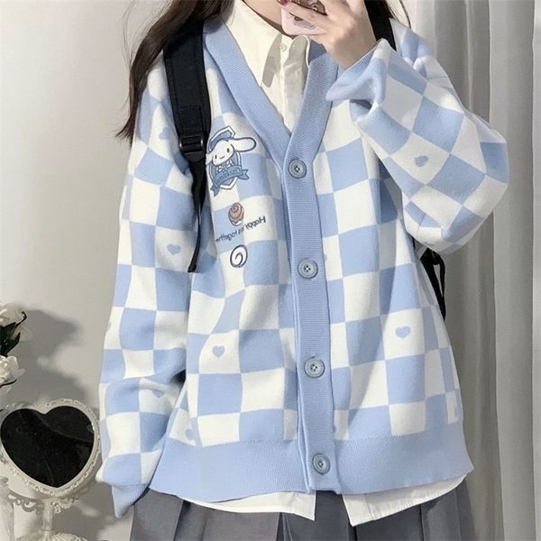 women's knits tees y2k knitted women's cardigan sweater card cute cartoon embroidery japanese jk uniform checkerboard spring and a, White
women's knits tees y2k knitted women's cardigan sweater card cute cartoon embroidery japanese jk uniform checkerboard spring and a, White