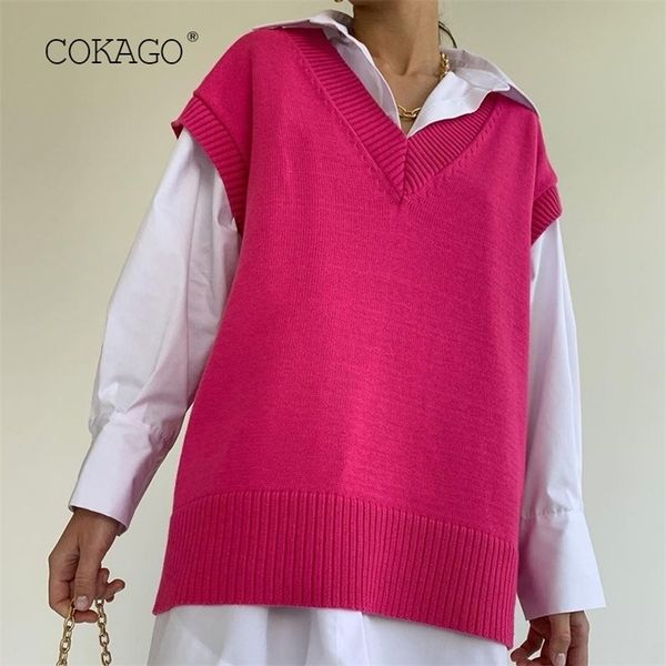 women's vests cokago knitted sweater vest women v neck solid pullovers sleeveless tank waistcoat autumn winter 220928, Black;white
women's vests cokago knitted sweater vest women v neck solid pullovers sleeveless tank waistcoat autumn winter 220928, Black;white
