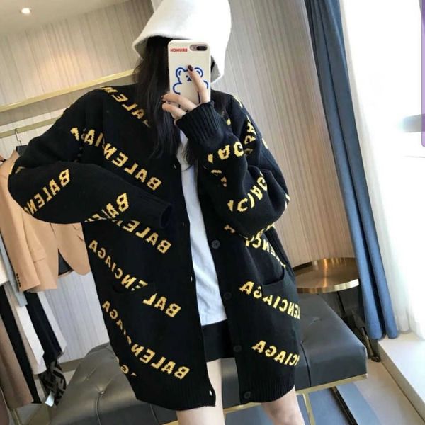 parisian spring and autumn new sweater women's fashion br letter jacquard knitting cardigan coat v-neck shows thin loose, Black
parisian spring and autumn new sweater women's fashion br letter jacquard knitting cardigan coat v-neck shows thin loose, Black