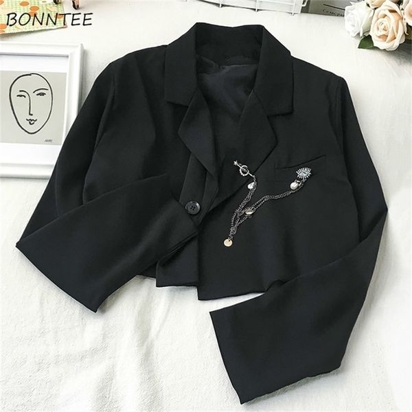 women's suits blazers women solid cropped notched retro long sleeve fashion design streetwear female outwear punk style leisure chic 2, White;black
women's suits blazers women solid cropped notched retro long sleeve fashion design streetwear female outwear punk style leisure chic 2, White;black