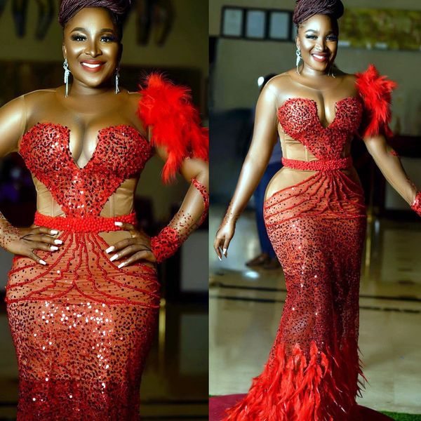 2022 arabic aso ebi red mermaid prom dresses beaded crystals feather evening formal party second reception birthday engagement gowns dress z, Black
2022 arabic aso ebi red mermaid prom dresses beaded crystals feather evening formal party second reception birthday engagement gowns dress z, Black