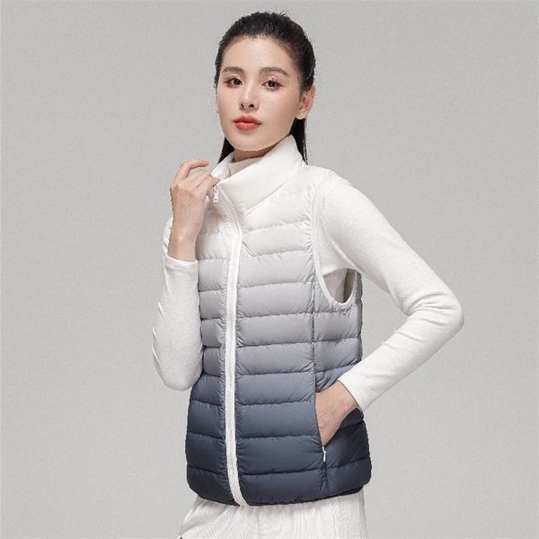 womens down parkas women fashion gradient ultra light down vest springautumn female stand collar slim fit sleeveless puffer jacket 220929, Black
womens down parkas women fashion gradient ultra light down vest springautumn female stand collar slim fit sleeveless puffer jacket 220929, Black