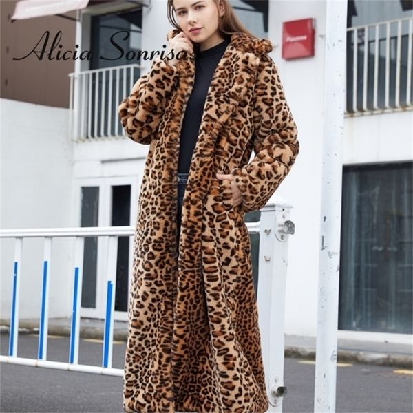women's fur faux winter leopard print rabbit tailored collar warm thick x-long coat long sleeve hipster jacket feminino 220928, Black
women's fur faux winter leopard print rabbit tailored collar warm thick x-long coat long sleeve hipster jacket feminino 220928, Black