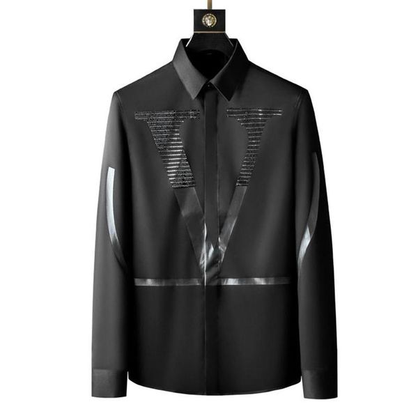 men's casual shirts european high end drilling long-sleeve shirt man's big v designer slim non-iron anti-wrinkle281c, White;black
men's casual shirts european high end drilling long-sleeve shirt man's big v designer slim non-iron anti-wrinkle281c, White;black