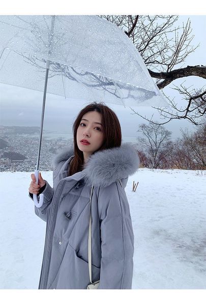 white duck down oversized fur collar down jacket women in the long section 2022 new thickened knee-length loose bread clothes cowl buckle, Black
white duck down oversized fur collar down jacket women in the long section 2022 new thickened knee-length loose bread clothes cowl buckle, Black