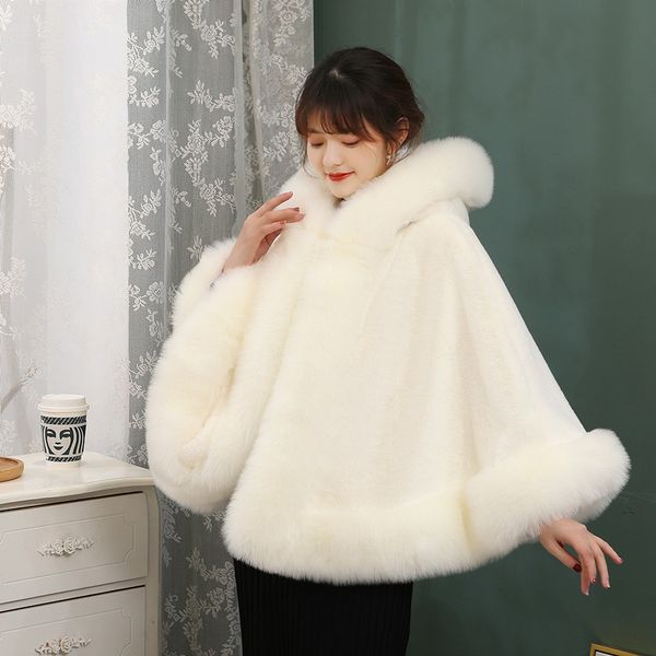 women plus size winter coats imitation fox fur collar plush hooded cape casual fashion leisure street outerwear multicolor short jacket hood, Black
women plus size winter coats imitation fox fur collar plush hooded cape casual fashion leisure street outerwear multicolor short jacket hood, Black