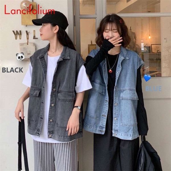 women's vests bf blue denim women vintage 8size korean big pocket black jean kpop sleeveless cardigan tank jacket coat 220928, Black;white
women's vests bf blue denim women vintage 8size korean big pocket black jean kpop sleeveless cardigan tank jacket coat 220928, Black;white