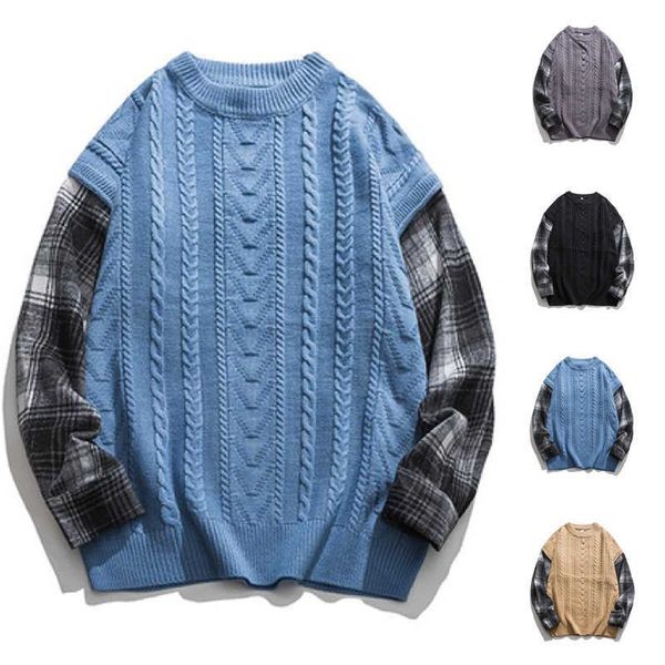 men's sweaters fashion mens plaid printed patchwork sweater korea fashion big size harajuku vintage sweater mens clothes winter clothin, White;black
men's sweaters fashion mens plaid printed patchwork sweater korea fashion big size harajuku vintage sweater mens clothes winter clothin, White;black