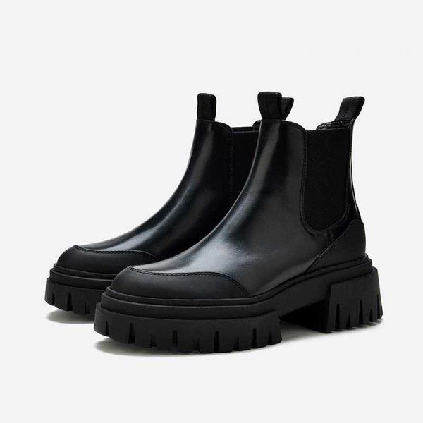 2022 autumn classics genuine leather ankle boots platform women round toe short boot shoes handmade chunky heel chelsea boots, Black
2022 autumn classics genuine leather ankle boots platform women round toe short boot shoes handmade chunky heel chelsea boots, Black