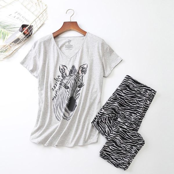 women's sleepwear ladies pajamas set summerspring cartoon zebra printed sleepwear vneck ants 2pcs korean style thin large size homewear, Black;red
women's sleepwear ladies pajamas set summerspring cartoon zebra printed sleepwear vneck ants 2pcs korean style thin large size homewear, Black;red
