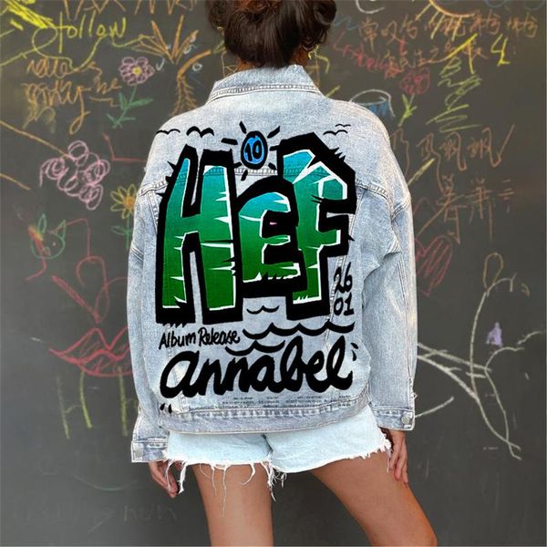 autumn and winter new lapel long-sleeved denim jacket women's street fashion casual personality letter printing graffiti outside, Black;brown
autumn and winter new lapel long-sleeved denim jacket women's street fashion casual personality letter printing graffiti outside, Black;brown