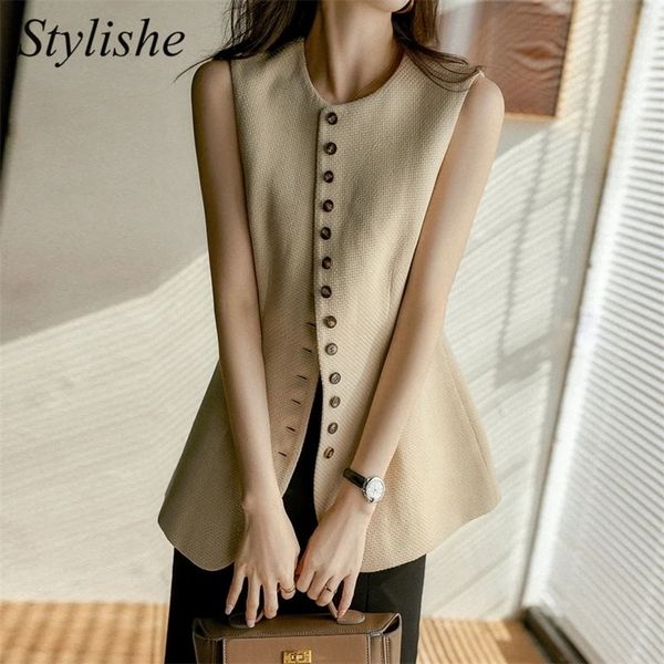 women's vests vest autumn slim solid sleeveless jacket korean style pocket o neck buttons female beige elegant 220928, Black;white
women's vests vest autumn slim solid sleeveless jacket korean style pocket o neck buttons female beige elegant 220928, Black;white