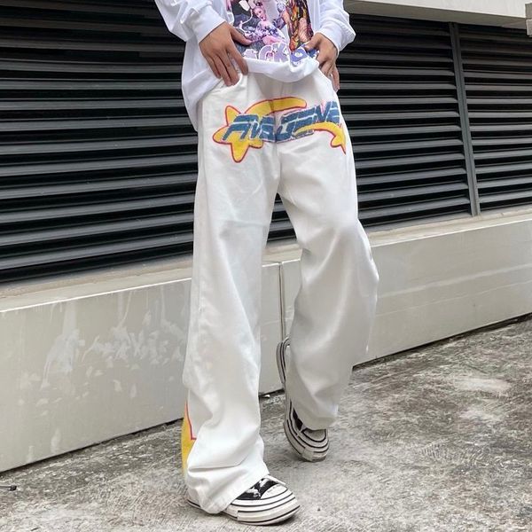 men's jeans y2k retro alphabet embroidery men's jeans hiphop wideleg jeans trousers punk straight four seasons casual loose denim, Blue
men's jeans y2k retro alphabet embroidery men's jeans hiphop wideleg jeans trousers punk straight four seasons casual loose denim, Blue