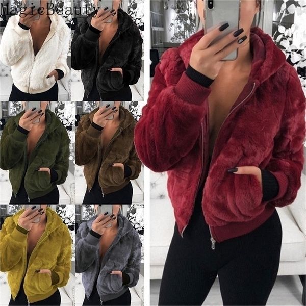 women's fur faux women winter hood coat high waist slim jacket fake rabbit outerwear 220929, Black
women's fur faux women winter hood coat high waist slim jacket fake rabbit outerwear 220929, Black