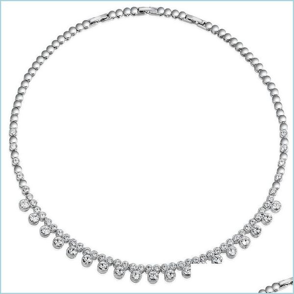 chains chains cocom luxury woman bead choker necklace with shiny austrian crystals elegant bridal jewelry gift for wedding dayupshop dh4x0, Silver
