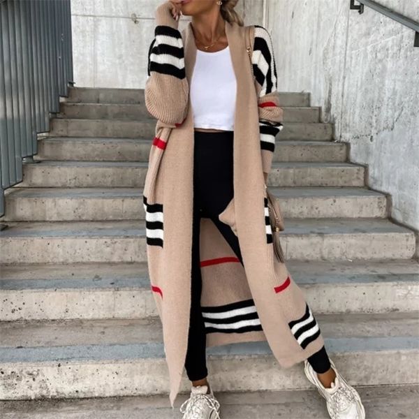 women's knits tees autumn winter fashion knitted cardigan women elegant striped patchwork loose long outerwear casual sleeve sweater co, White
women's knits tees autumn winter fashion knitted cardigan women elegant striped patchwork loose long outerwear casual sleeve sweater co, White