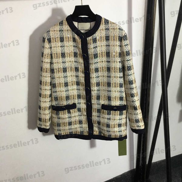 women jacket luxury designer high-end custom plaid tweed jackets button-sequined and sequin-blend crew-neck long-sleeve coat, Black;brown
women jacket luxury designer high-end custom plaid tweed jackets button-sequined and sequin-blend crew-neck long-sleeve coat, Black;brown