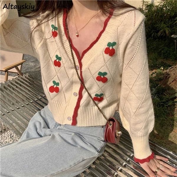 women's knits tees autumn est cardigans women sweet elegant v-neck lovely cherry patchwork ladies outwear gentle high street leisure tr, White
women's knits tees autumn est cardigans women sweet elegant v-neck lovely cherry patchwork ladies outwear gentle high street leisure tr, White