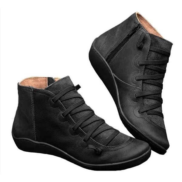 boots women winter pu leather ankle spring flat shoes female casual short fashion retro laceup zapatos mujer 220928, Black
boots women winter pu leather ankle spring flat shoes female casual short fashion retro laceup zapatos mujer 220928, Black