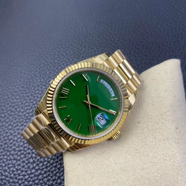 e w factory eta 2836 automatic mens watch 40 mm green dial roman markers gold 904 l stainless bracelet with same serial warranty card super, Slivery;brown
e w factory eta 2836 automatic mens watch 40 mm green dial roman markers gold 904 l stainless bracelet with same serial warranty card super, Slivery;brown