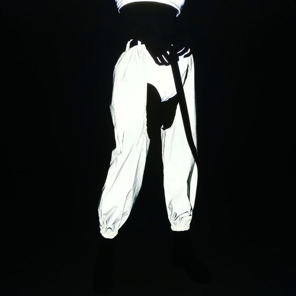 women's pants high-waisted hollow reflective cargo pants european and american ladies hip hop rock night light beam, Black;white
women's pants high-waisted hollow reflective cargo pants european and american ladies hip hop rock night light beam, Black;white