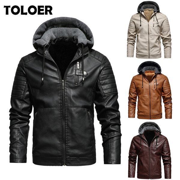 men's leather faux fleece liner pu jackets coats with hood autumn winter casual motorcycle jacket for men windbreaker biker 220928, Black
men's leather faux fleece liner pu jackets coats with hood autumn winter casual motorcycle jacket for men windbreaker biker 220928, Black