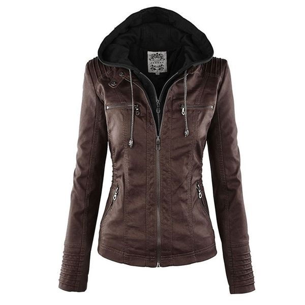 women's leather faux jacket women basic coat female winter motorcycle suede pu zipper hoodies outerwear 220928, Black
women's leather faux jacket women basic coat female winter motorcycle suede pu zipper hoodies outerwear 220928, Black