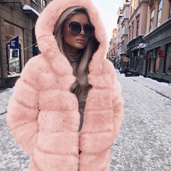 women's fur faux leather coat mid-length autumn and winter hooded imitation plush warm jacket t220928, Black
women's fur faux leather coat mid-length autumn and winter hooded imitation plush warm jacket t220928, Black