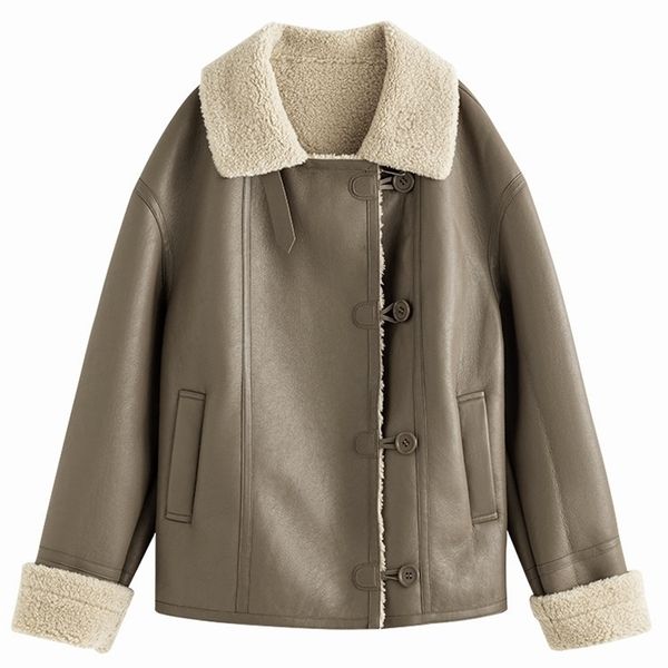 womens fur faux fsle office lady brown women turndown collar slanted placket short coat winter windproof thick warm 220929, Black
womens fur faux fsle office lady brown women turndown collar slanted placket short coat winter windproof thick warm 220929, Black