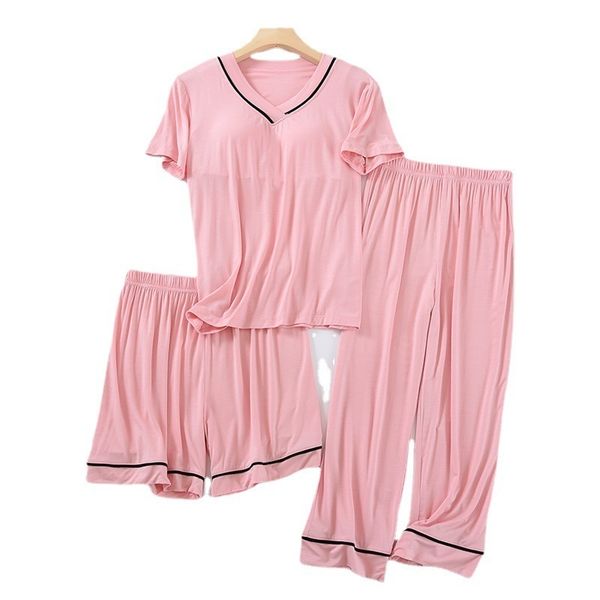 women's sleepwear modal pajamas women summer with chest pad bra shortsleeved shorts and trousers home service 3piece sleepwear set 2209, Black;red
women's sleepwear modal pajamas women summer with chest pad bra shortsleeved shorts and trousers home service 3piece sleepwear set 2209, Black;red